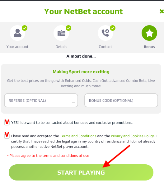 NetBet rejestracja krok po kroku  krok 6